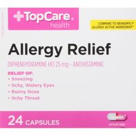 Cápsulas de Alivio de Alergias TopCare, 25 mg