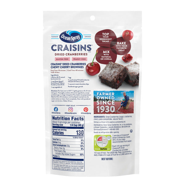 Cranberries séchées infusées au jus de cerise Ocean Spray