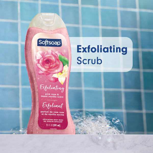 Gel de Ducha Exfoliante Softsoap - Rosa y Vainilla Dulce