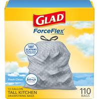 Glad ForceFlex Tall Kitchen Trash Bags, 13 Gallon