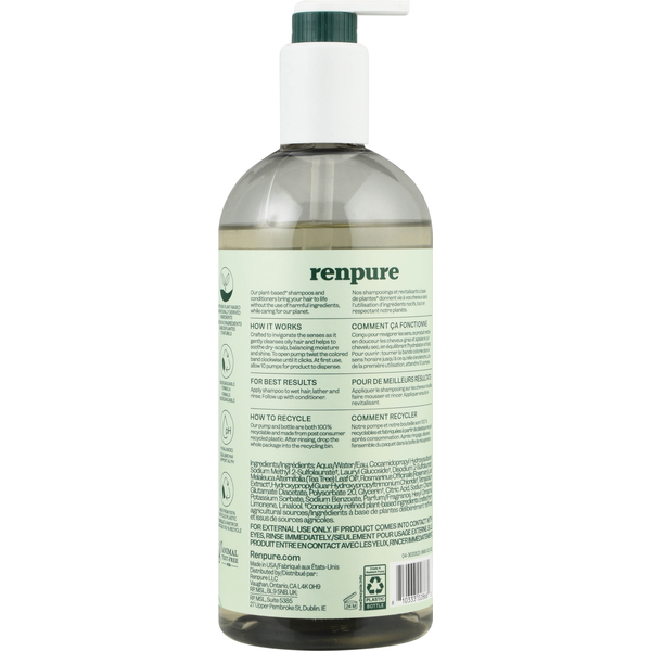 Shampoo Renpure Refresh et Rebalance à l'arbre à thé et au romarin
