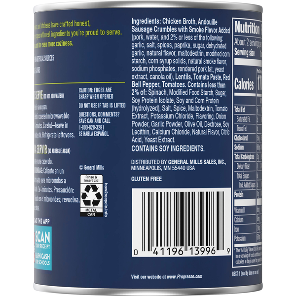Soupe de tomates, saucisse et lentilles Progresso Protein - Sans gluten