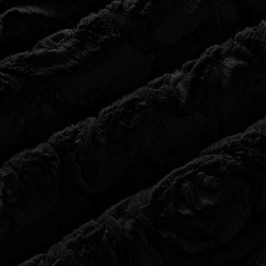 Luxe Cuddle Demi Rose Black Fabric - 58" Wide