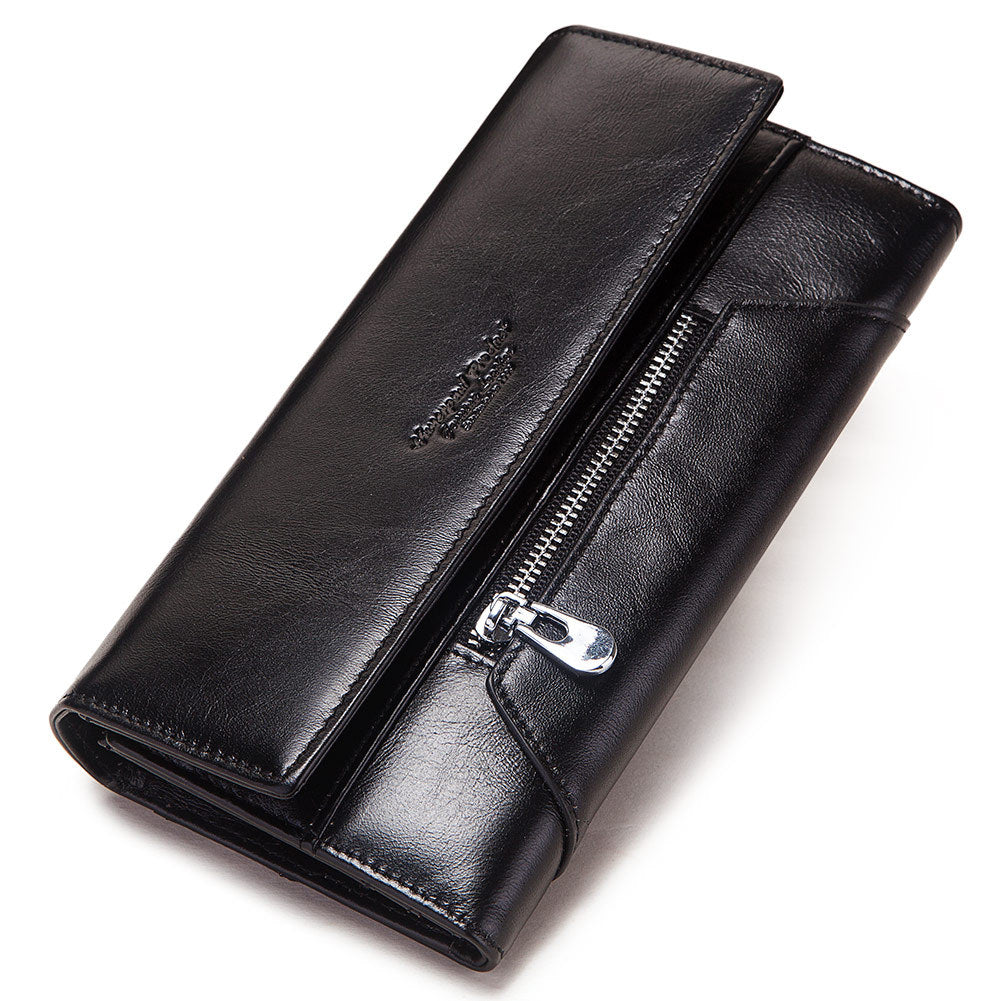 Leather Women's Wallet Long Leather Clutch Multi Card Coin Purse RFID Anti-magnetic Mobile Phone Bag - Korvel