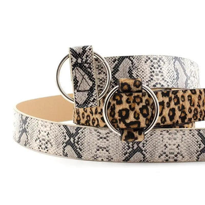 Trendy Leopard PU Leather Round Buckle Belt for Women