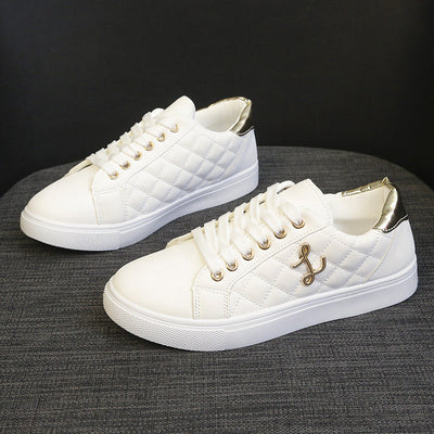 Little white shoes for women, lightweight, simple, fashionable, low top, flat bottom, versatile, women's trendy sports shoes - Korvel