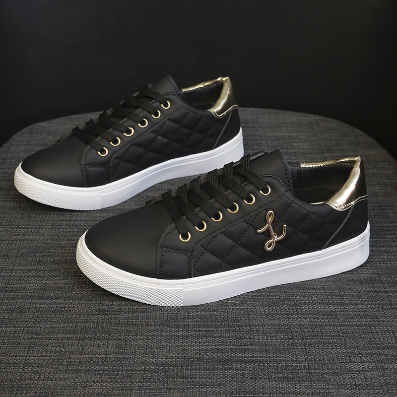 Little white shoes for women, lightweight, simple, fashionable, low top, flat bottom, versatile, women's trendy sports shoes - Korvel