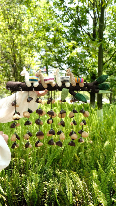 Llama Forest Wind Chime - Handmade Felt Decor