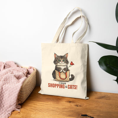 Bolsa Tote Love Shopping & Cats