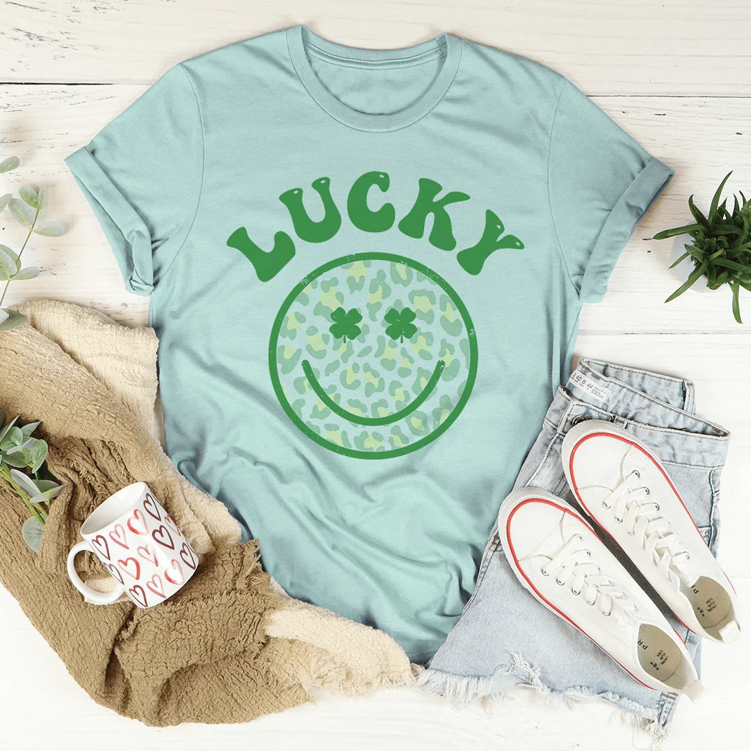 Camiseta con cara sonriente de la suerte