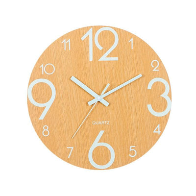 Luminous Wall Clock Silent Non-Ticking Quartz Wall Clocks Large Luminous Function Numbers and Hands Battery Operated Decorative Wall Clock for Office 12 Inch Wooden Silent Non-Ticking Kitchen Wall Clocks With Night Lights For Indoor/Outdoor Living Room - Korvel