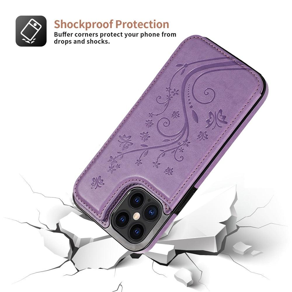 Étui de portefeuille en cuir de luxe pour iPhone 14/13/12 Pro