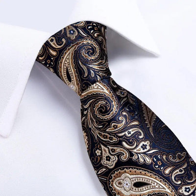 Luxury Floral Silk Necktie Set with Hanky & Cufflinks