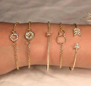 Elegant Gold Plated Stacked Bracelet Set #7