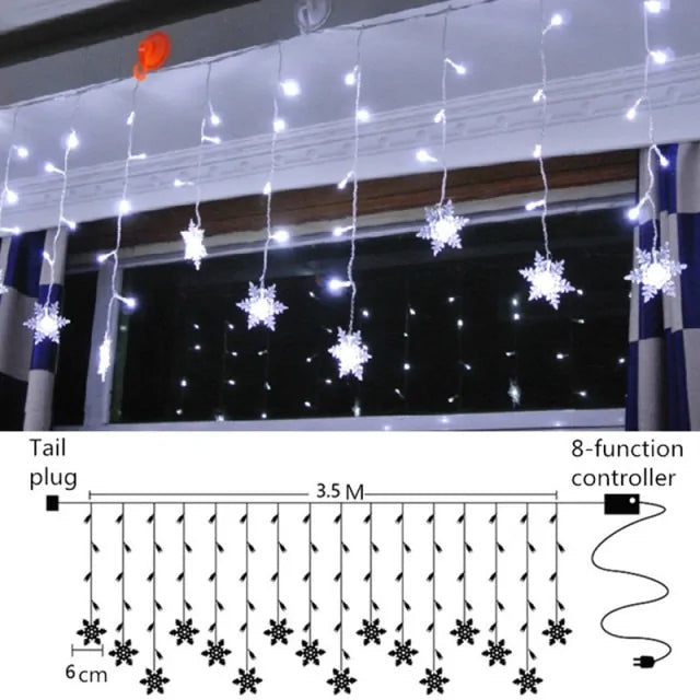 Luces de Cuerda con Cortina de Papá Noel