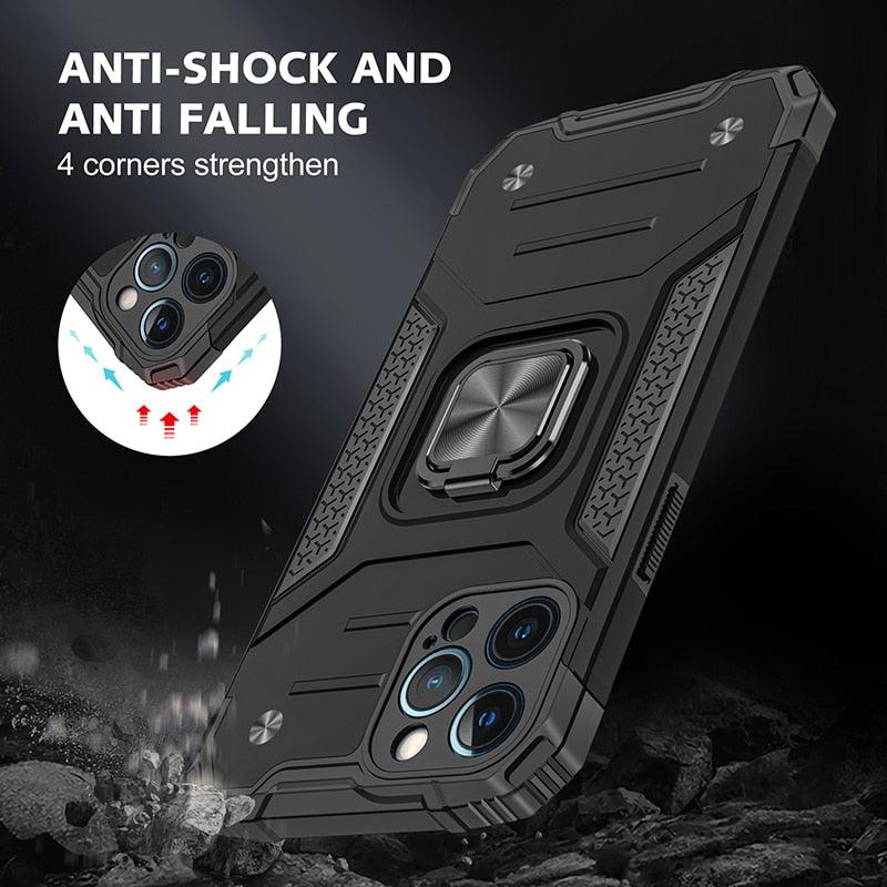 Coque de support avec anneau magnétique en métal pour iPhone 11-14 Pro Max