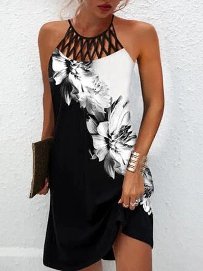 Vestido Halter de Estampado de Moda para Mujeres - Estilo Casual de Verano