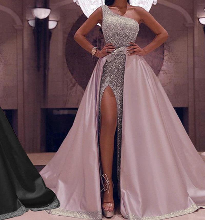 Elegante vestido de noche asimétrico