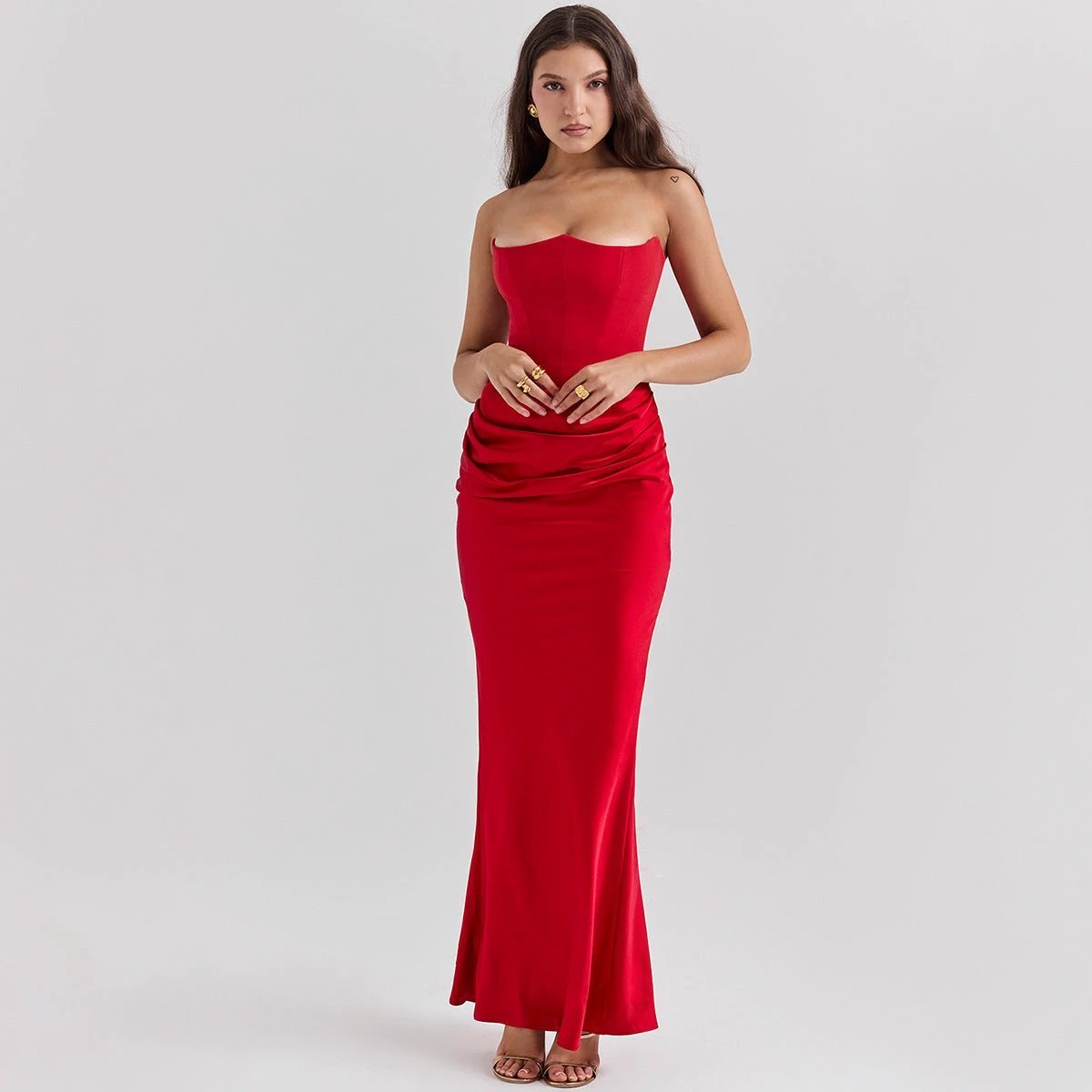 Elegant Slim Tube Top Long Dress for Special Occasions