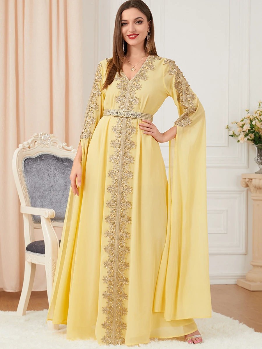 Vestido de Manga Larga Extra Largo para Mujer con Corte Asimétrico
