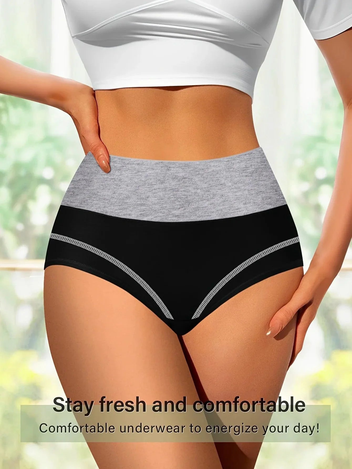 4 pcs Braguitas de Cintura Alta para Mujer - Cómodas y Transpirables