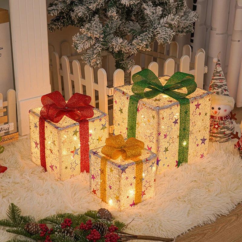 Caja de Regalo Navideña Iluminada - Decoración Exterior Luminosa