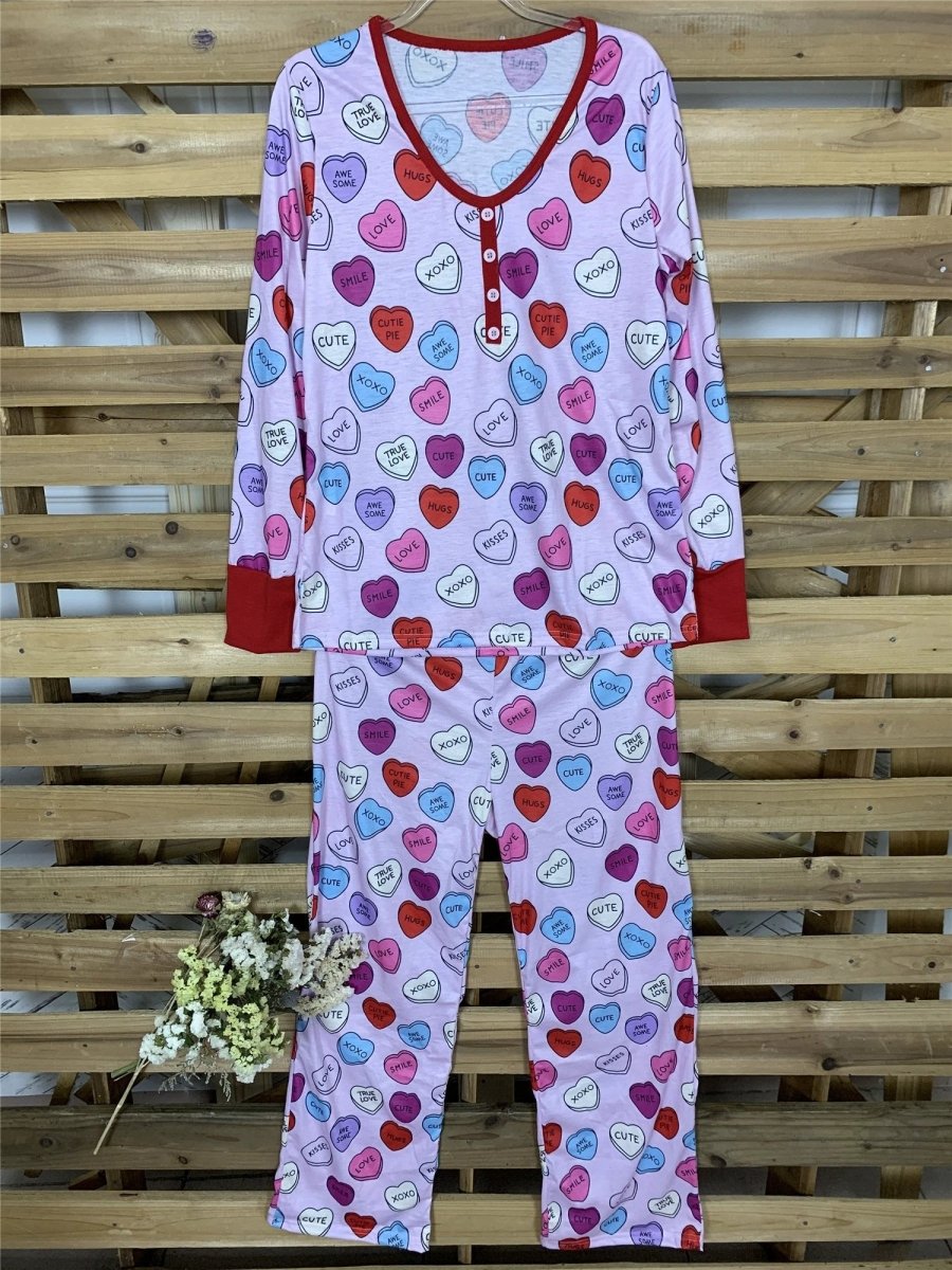 Pyjamas imprimés d'amour pour la Saint-Valentin - Ensemble assorti parent-enfant