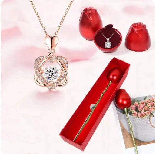 Collar de Corazón de Oro Rosa Elegante