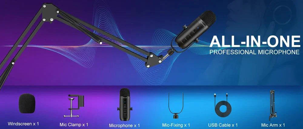 Haomuren USB Streaming Podcast Microphone Kit