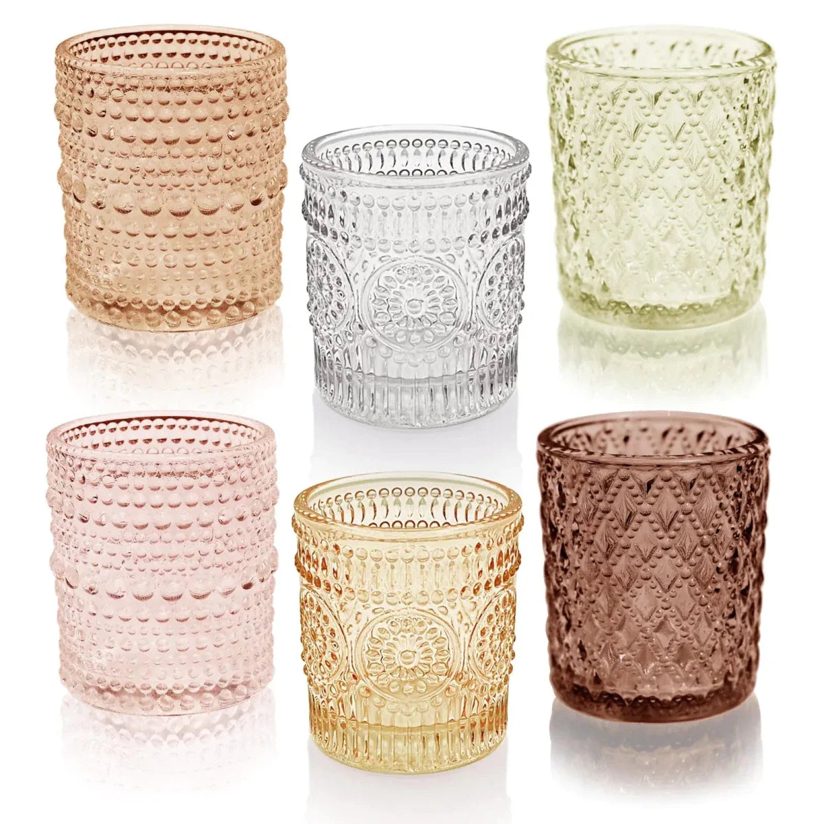 Portavelas de vidrio multicolor de 12 piezas para ocasiones especiales