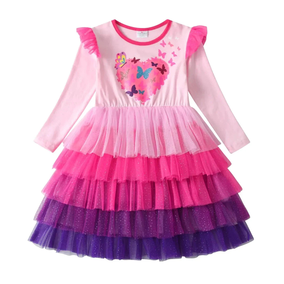Robe d'hiver à manches longues en coton VIKITA pour filles 12T Rose LH2311