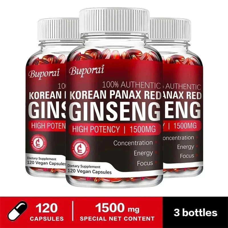 Cápsulas Premium de Ginseng Rojo Panax Coreano