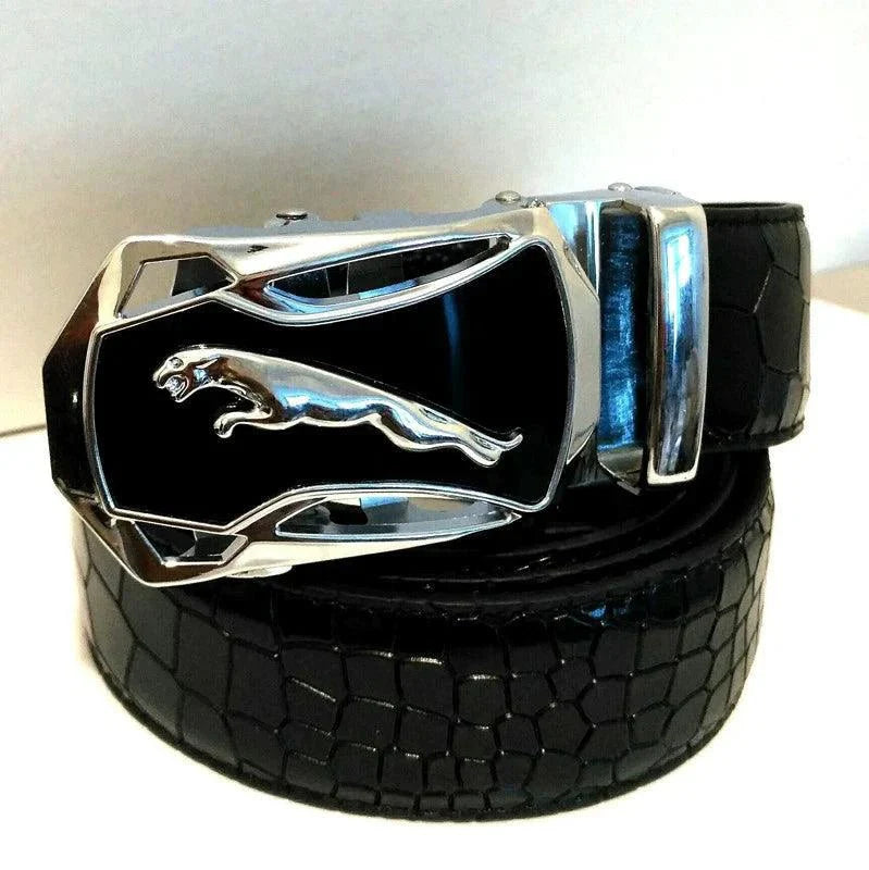 Ceinture en cuir à boucle automatique pour homme - Design léopard