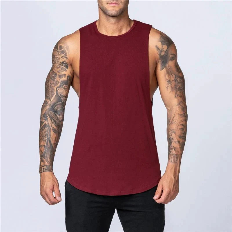 Camiseta sin mangas de algodón para hombres para entrenamientos de verano