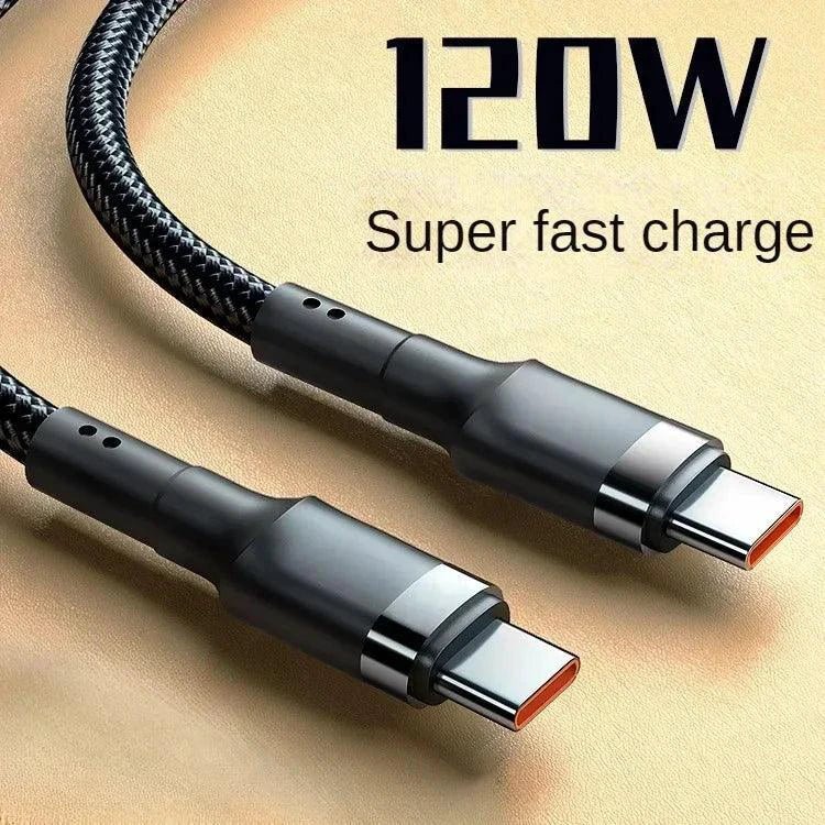 PD 120W Super Charging USB Type-C Cable for Fast Charging