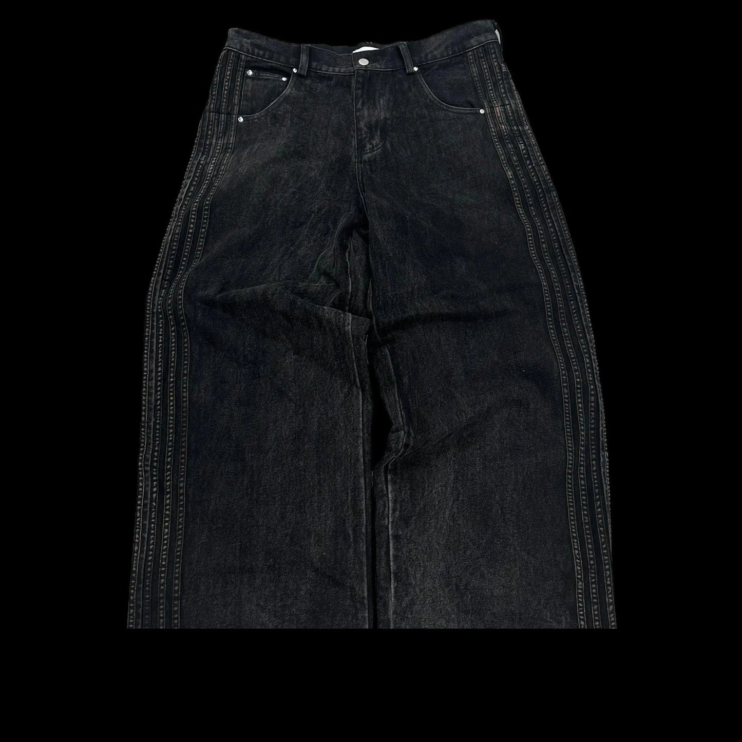 Jeans Baggy Y2K - Sudaderas Vintage a Rayas Bordadas
