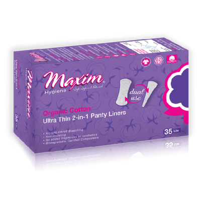 Maxim Organic Cotton 2-in-1 Liners - 12 Packs of 35