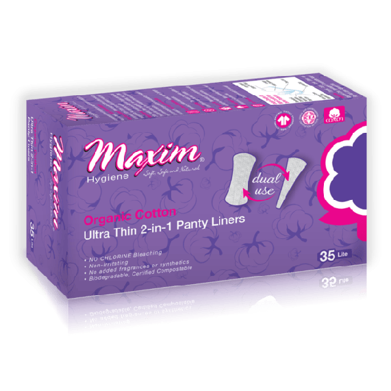 Maxim Serviettes Hygiéniques Ultra Fines en Coton Bio - 12 Paquets de 35
