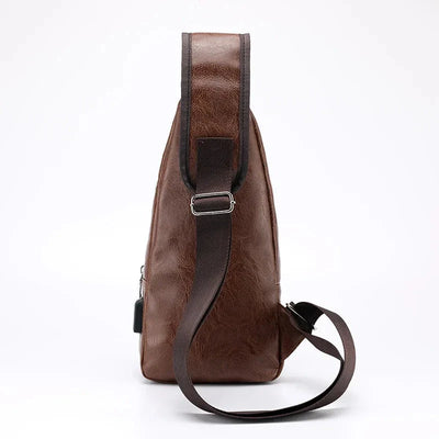 Men's Crossbody Bags Men's USB Chest Bag Designer Messenger bag Leather Shoulder Bags Diagonal Package - Korvel