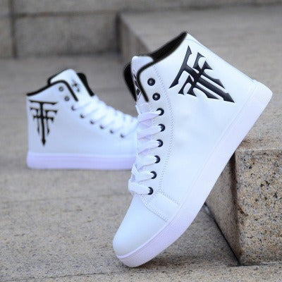 Men's shoes autumn new student sports shoes casual shoes high top board shoes Korean version trendy lace up running single shoes - Korvel