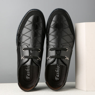 Men's shoes, men's trendy shoes, Korean version, trendy British, versatile, soft sole, non tied casual leather shoes - Korvel