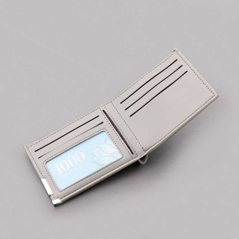Men's Short Wallet Simple Ultra Thin Gray Can Hold Driver License Wallet Multi-Card Wallet Student Wallet - Korvel