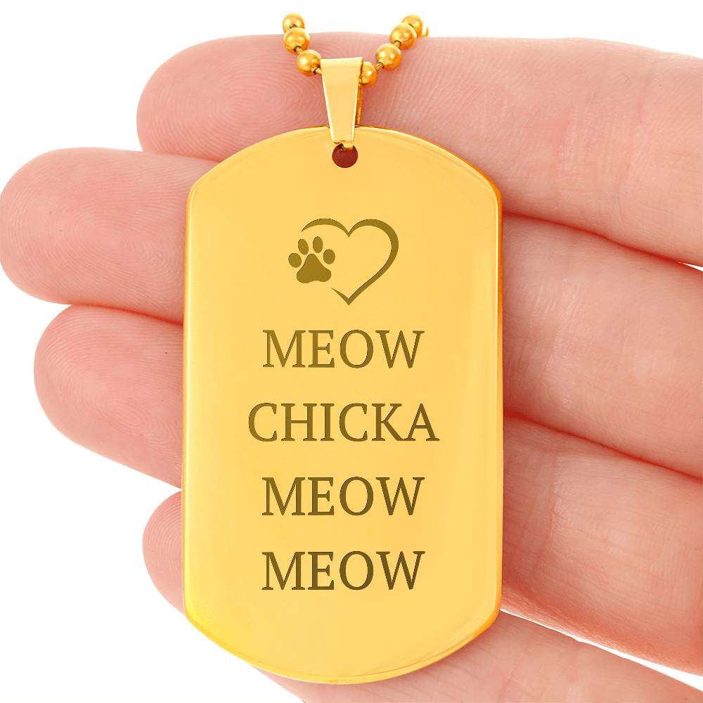 Collar de Placa Grabada Meow Chicka Meow Meow