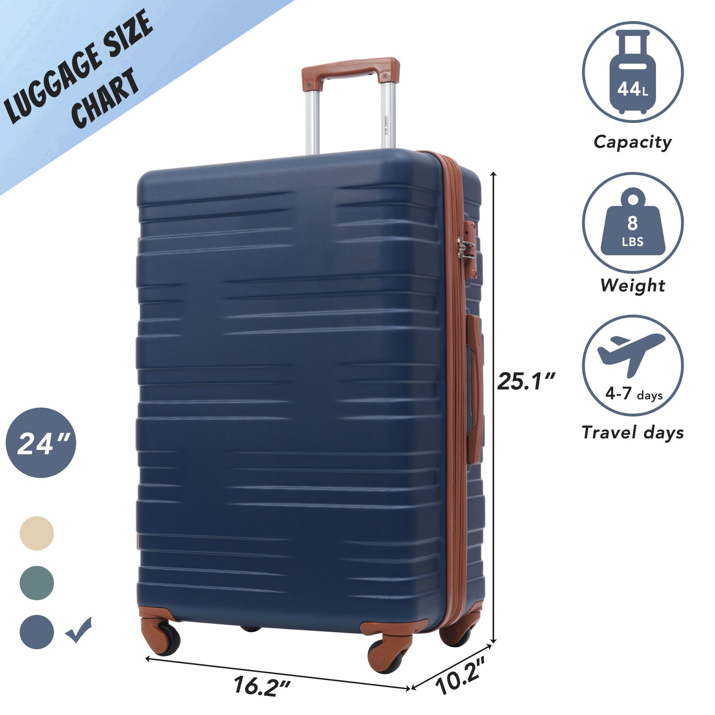 Valise cabine extensible rigide Merax 24" avec verrou TSA