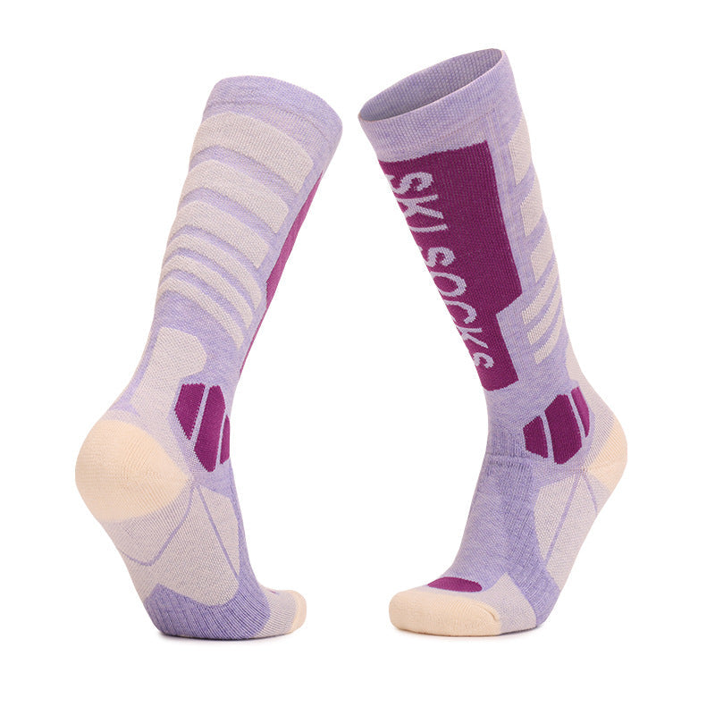 Merino wool skiing socks women's high tube hiking socks anti slip and warm outdoor sports socks - Korvel