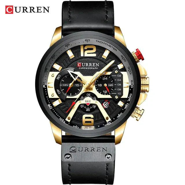Reloj de Pulsera Cronógrafo de Cuero Militar