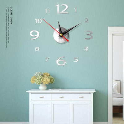 Modern Large 400mm 3D Mirror Surface Wall Clock 3D Wall Sticker Frameless Wall Clock 3D Wall Clock with Mirror Number Stickers for Home Office Decorations Home Office Room Wall Decor Home Decor Wall Clocks - Korvel