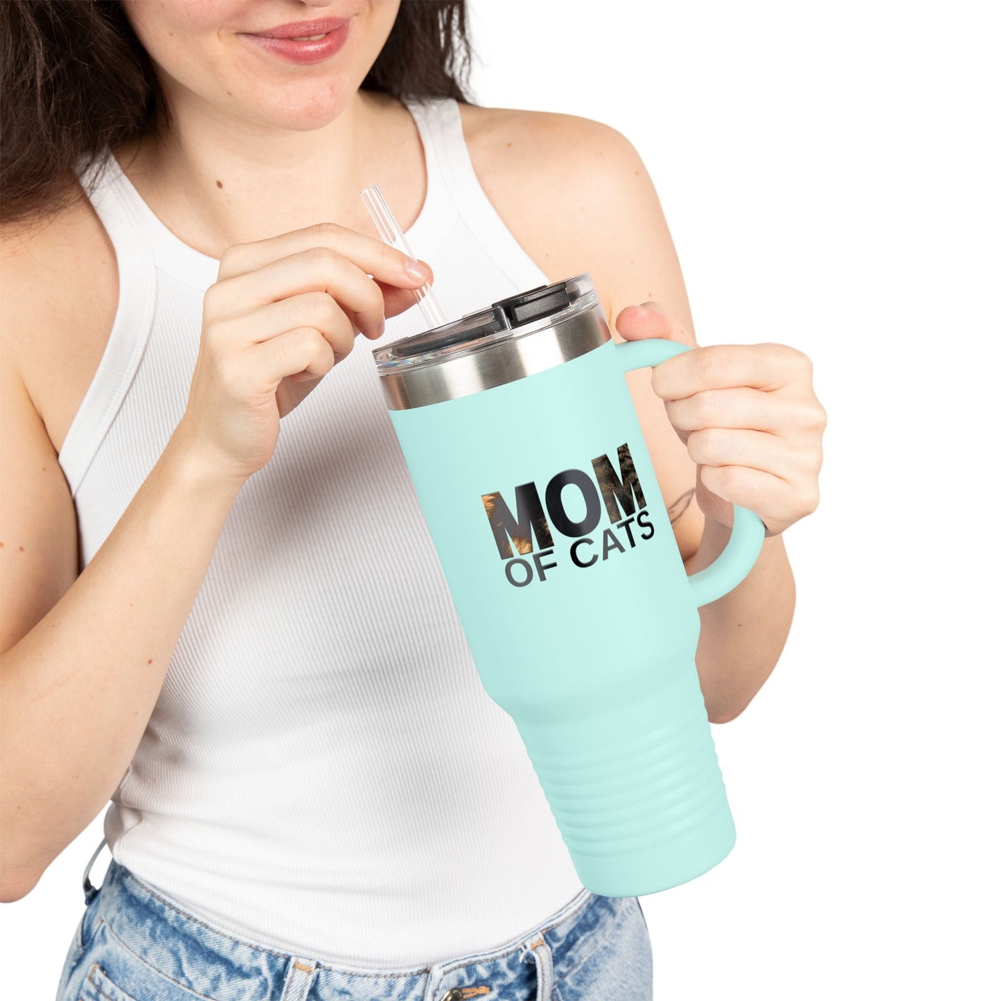 Mom of Cats Insulated Travel Mug - 40oz Coffee Tumbler