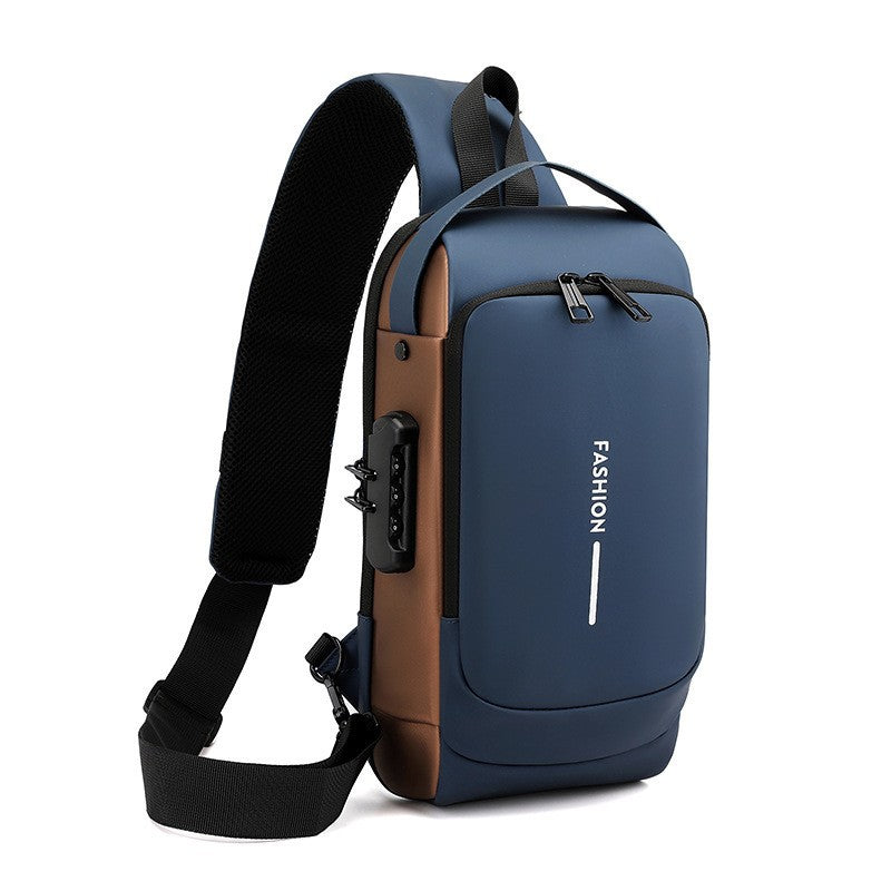 Motorcycle bag password anti-theft chest bag men's shoulder bag large capacity casual men's bag multifunctional crossbody bag - Korvel