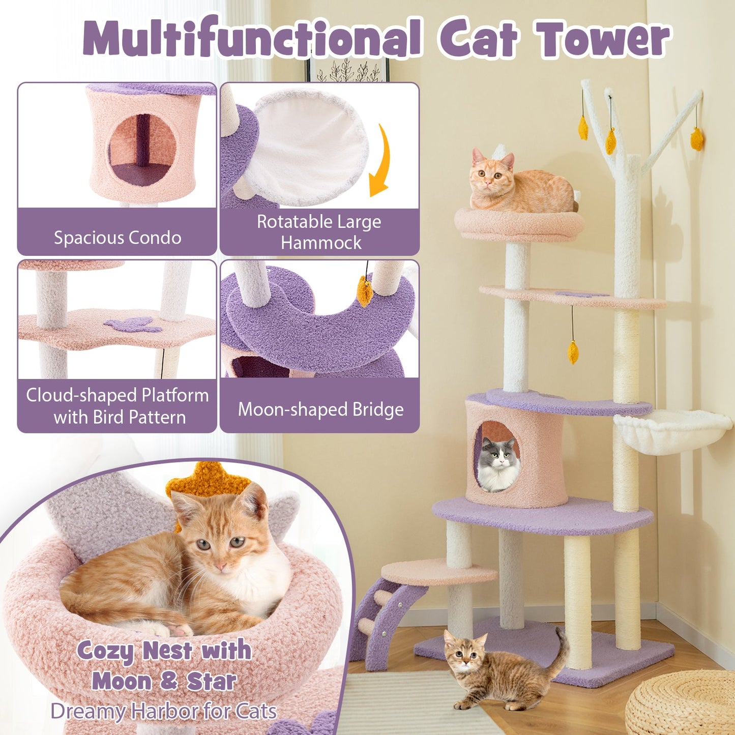 Torre para Gatos de Múltiples Niveles Premium con Postes para Rascar
